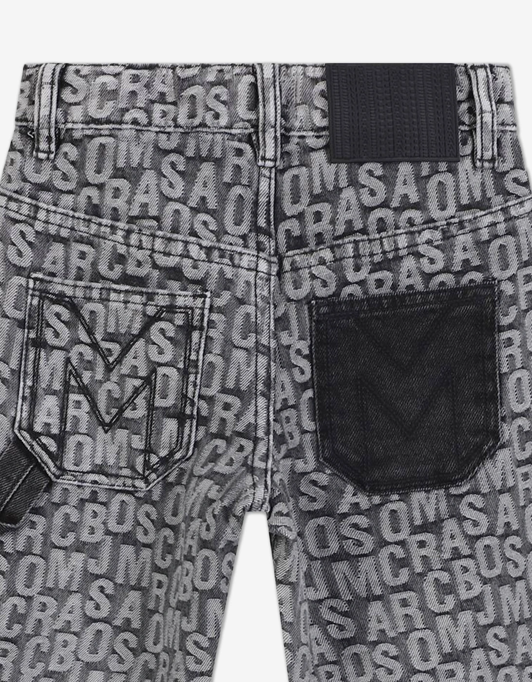 Boys Jacquard Logo Jeans in Black