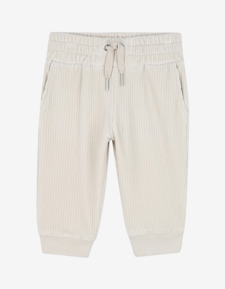 Baby Girls Corduroy Signature Logo Tracksuit in Ivory