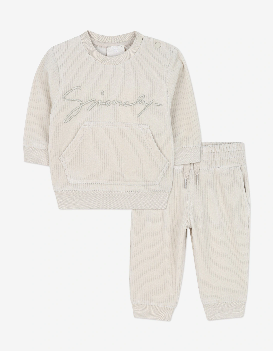 Baby Girls Corduroy Signature Logo Tracksuit in Ivory, 5 of 4
