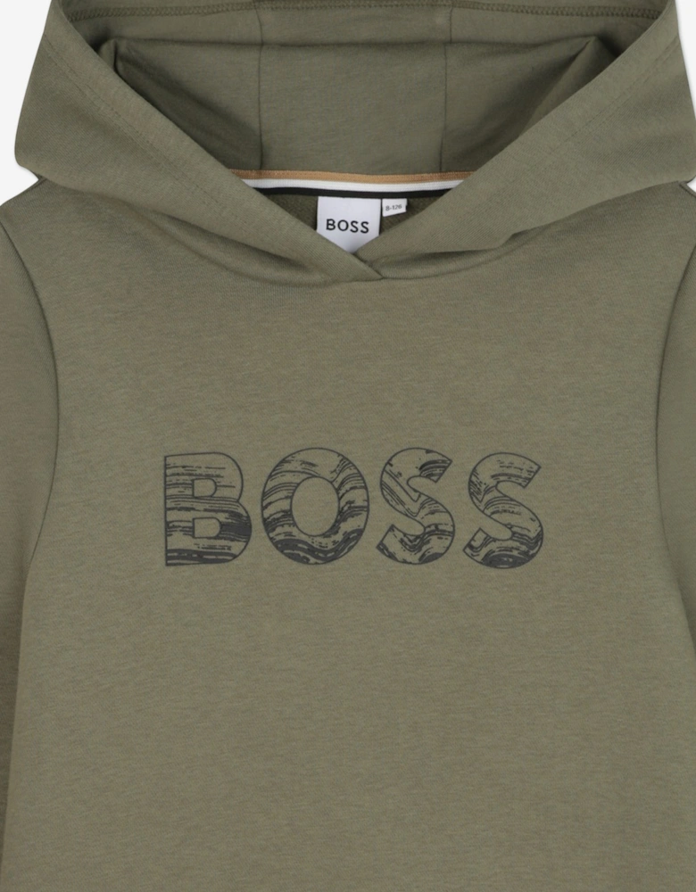 BOSS Boys Logo Hoodie in Green