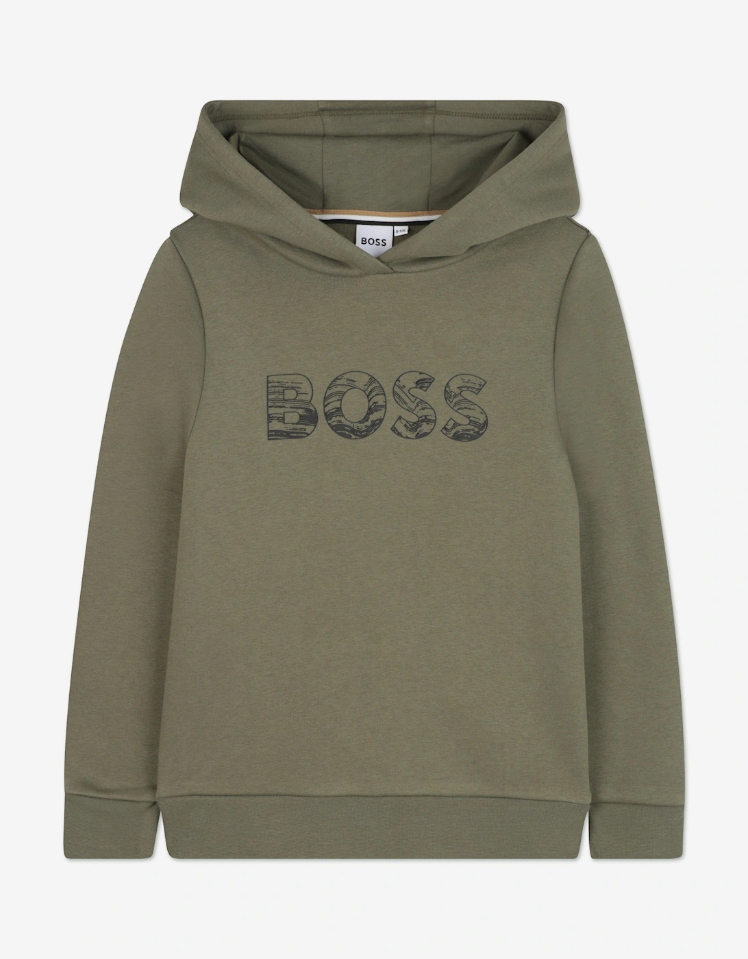 BOSS Boys Logo Hoodie in Green, 5 of 4