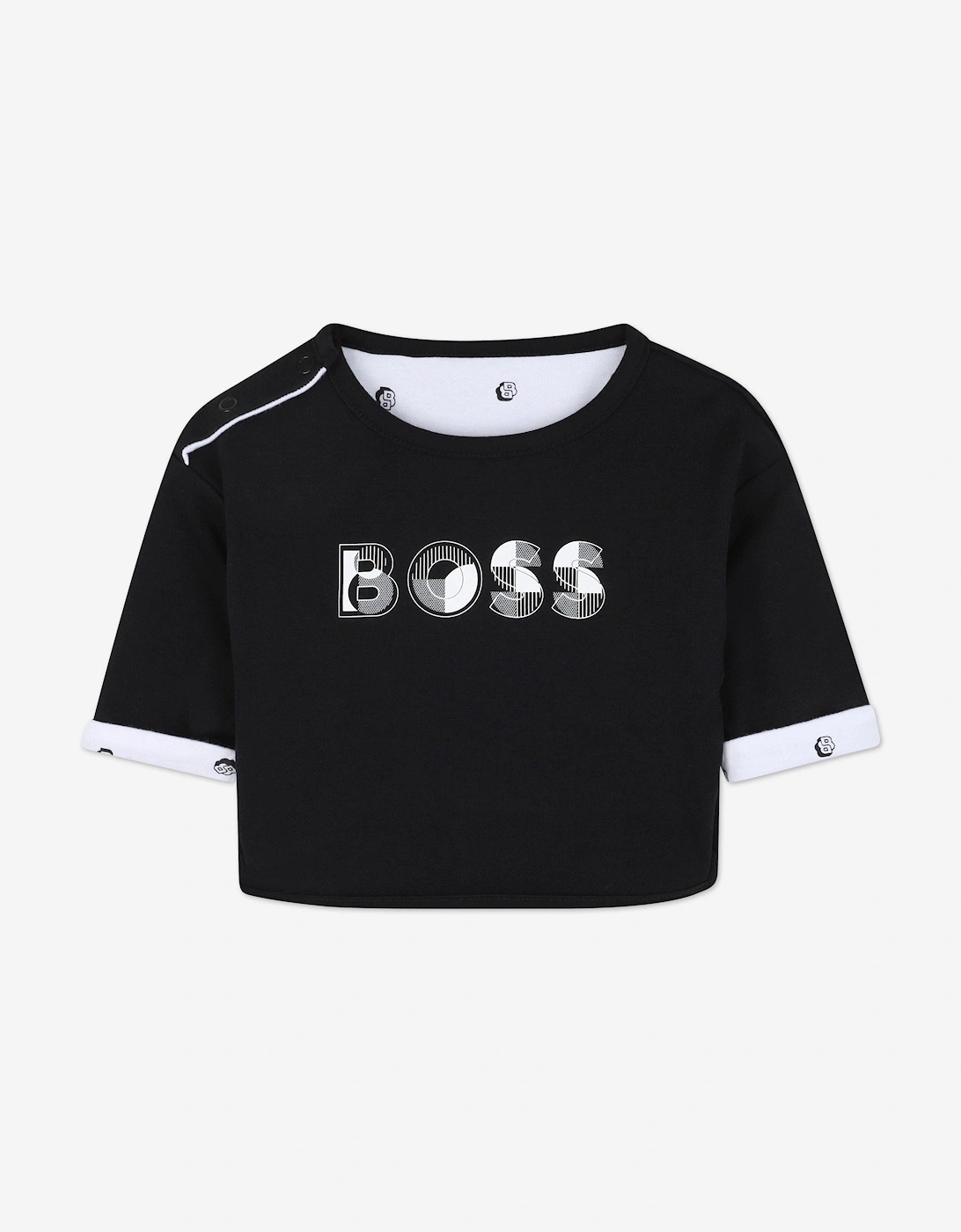 BOSS Baby Boys Reversible Sweater and Pants Set in Black