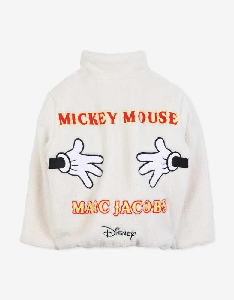 Kids Faux Shearling Mickey Mouse Jacket in Ivory