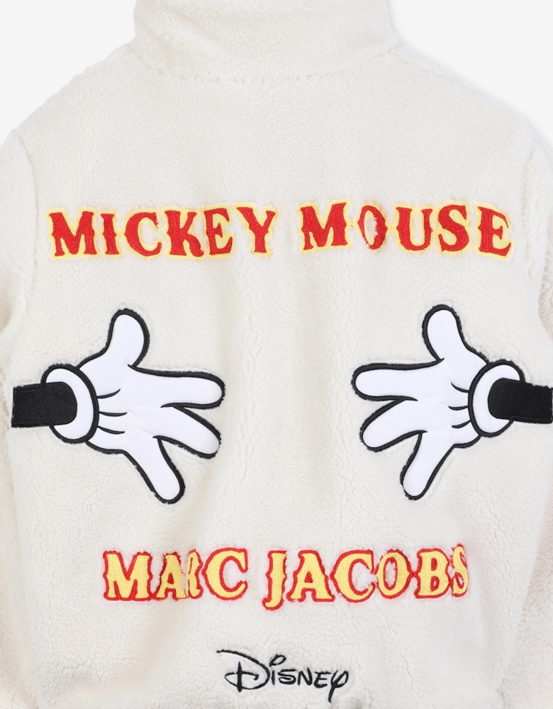 Kids Faux Shearling Mickey Mouse Jacket in Ivory
