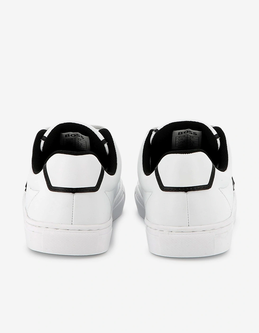 BOSS Boys Leather Logo Trainers in White