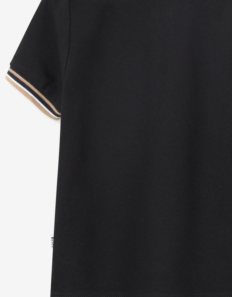 BOSS Baby Boys Logo Print Polo Shirt in Black