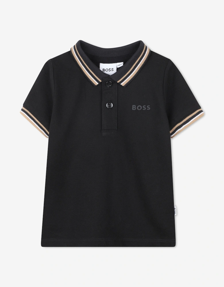 BOSS Baby Boys Logo Print Polo Shirt in Black