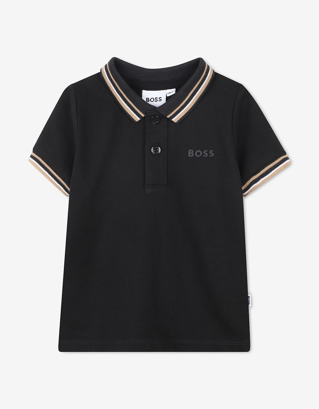 BOSS Baby Boys Logo Print Polo Shirt in Black, 5 of 4