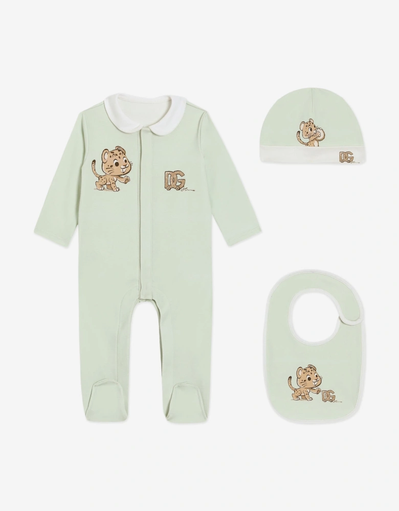 Baby Boys Leopard Babygrow Set in Green