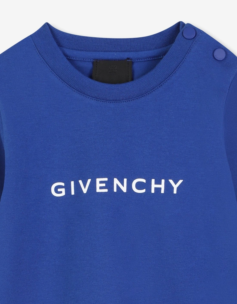 Baby Boys Long Sleeve Logo T-Shirt in Blue