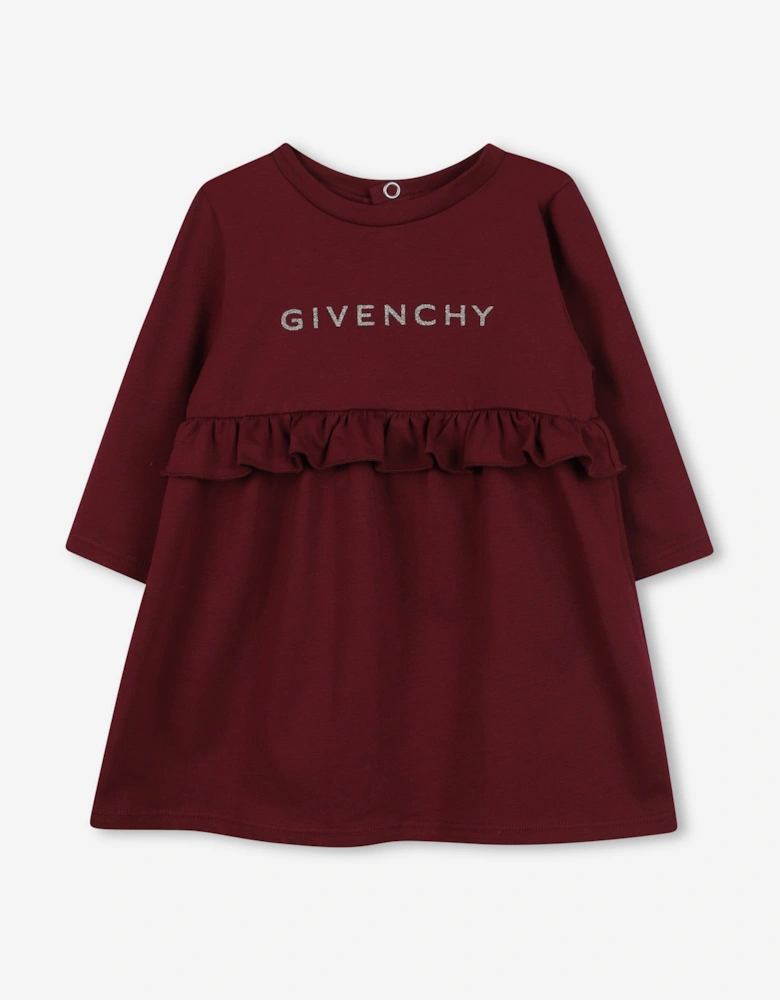 Baby Girls Logo Print Jersey Dress in Red