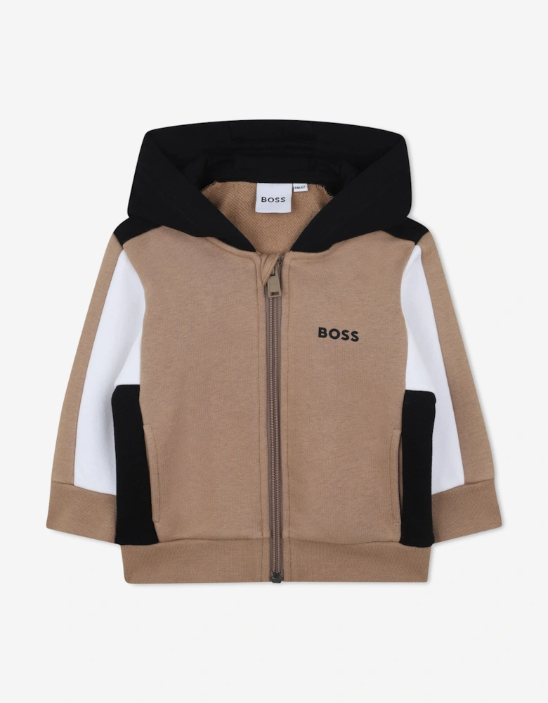 BOSS Baby Boys Logo Zip Up Top in Brown
