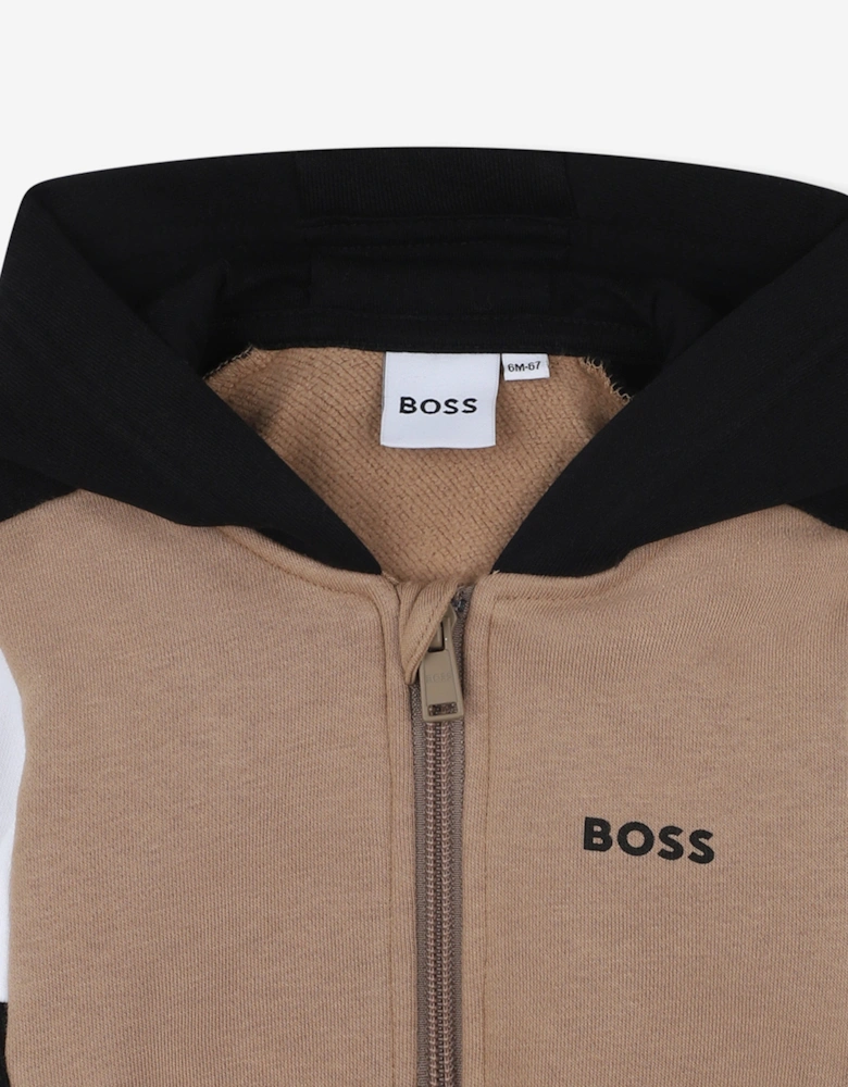 BOSS Baby Boys Logo Zip Up Top in Brown