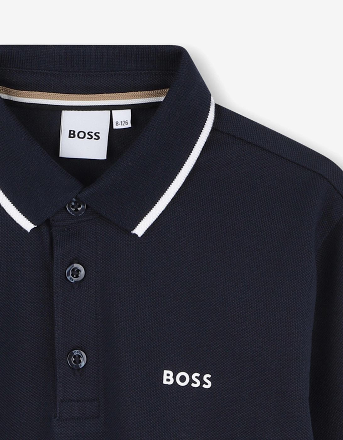 BOSS Boys Long Sleeve Polo Shirt in Navy