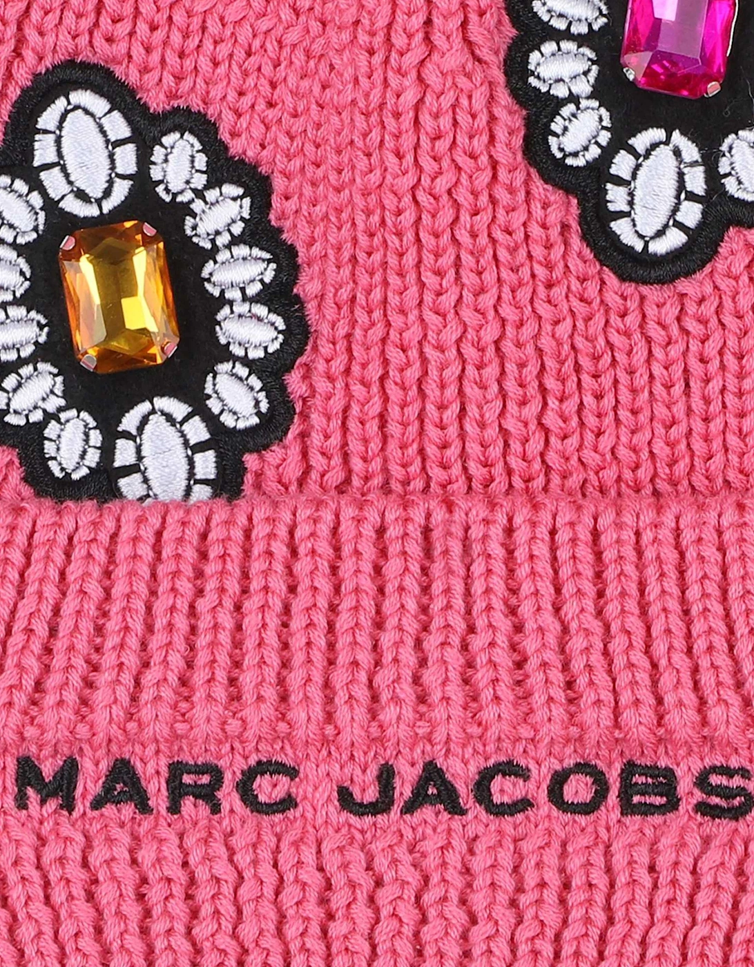 Girls Gemstone Knitted Beanie Hat in Pink