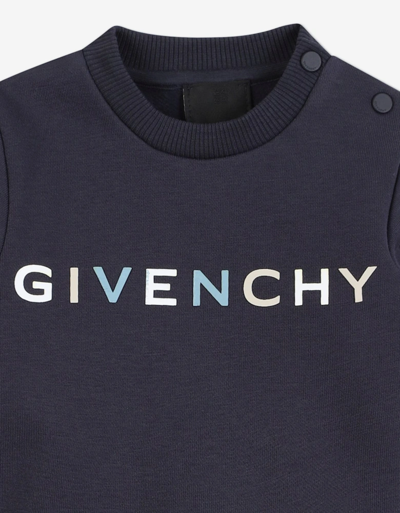 Baby Boys Logo Print Sweatshirt in Navy