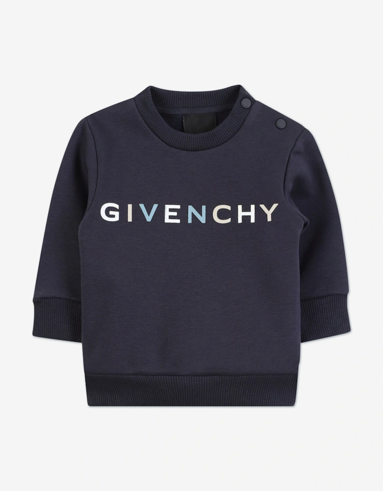 Baby Boys Logo Print Sweatshirt in Navy
