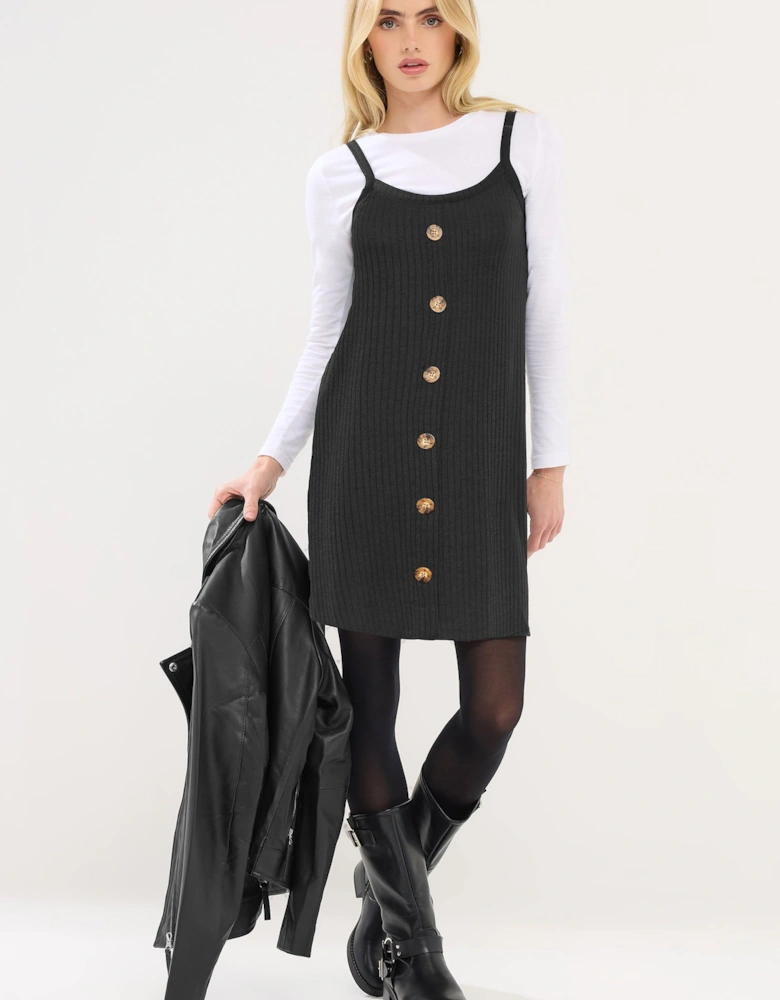 Petite Button Front Sleeveless Dress