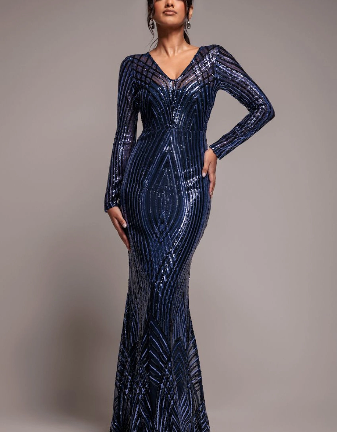 Two Toned V Neck Sequin Maxi, 2 of 1