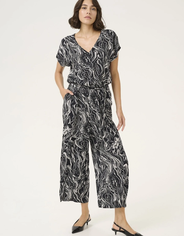 KAmira Plain Weave Cropped Jumpsuit