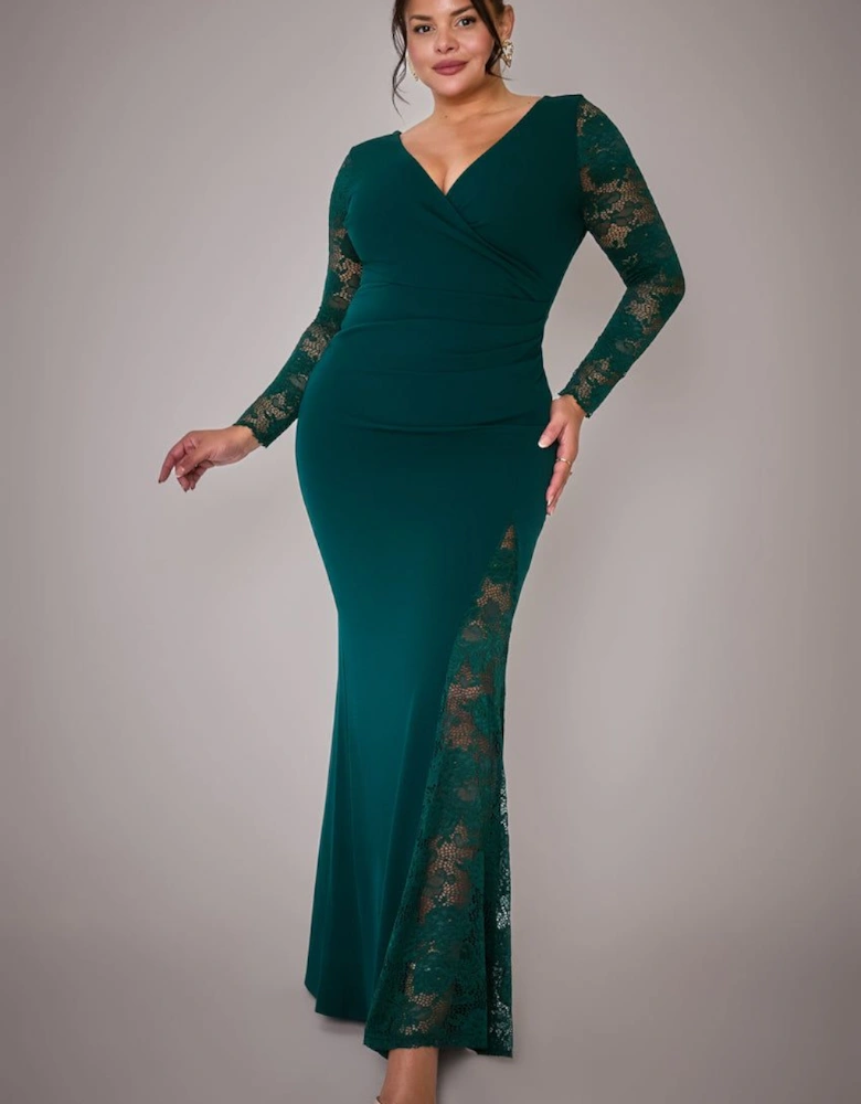 Scuba & Lace Wrap Maxi Dress