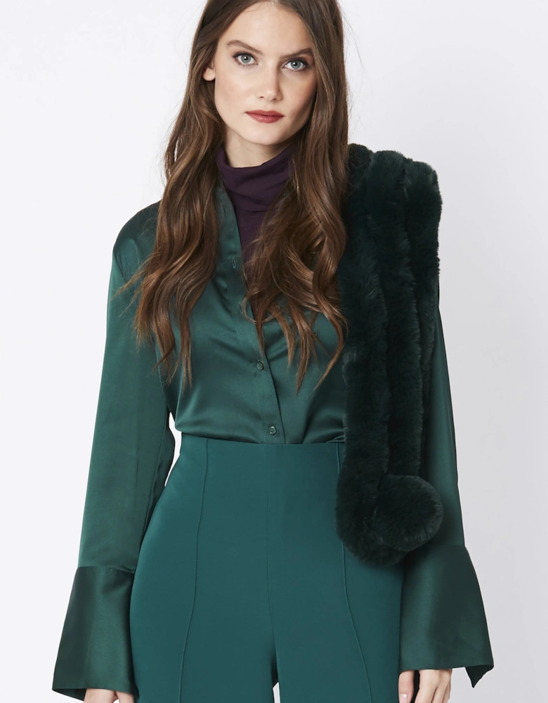 Green Faux Fur Scarf