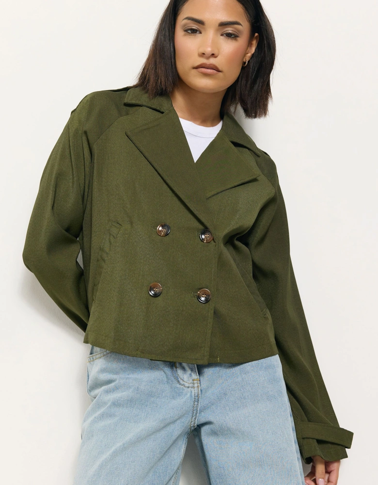 Petite Cropped Trench Coat