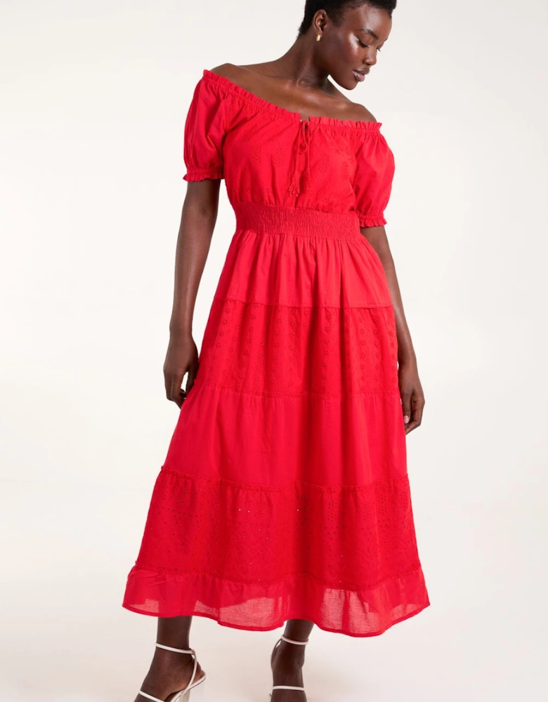 Milkmaid Broderie Tiered Maxi Dress