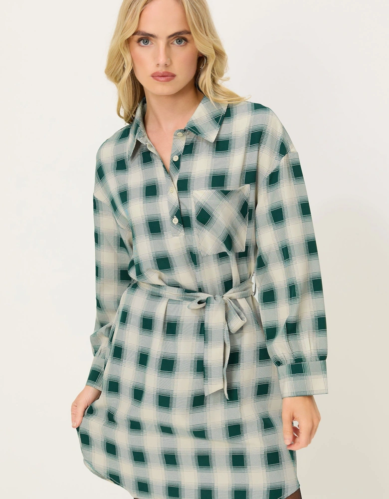 Petite Check Print Shirt Dress