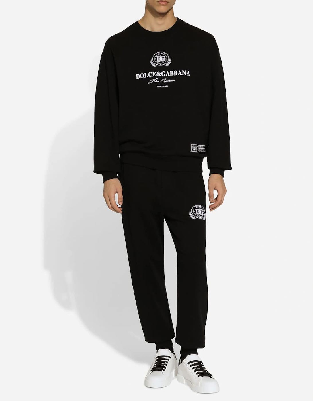 Logo Flock Cotton Sweatshirt Black