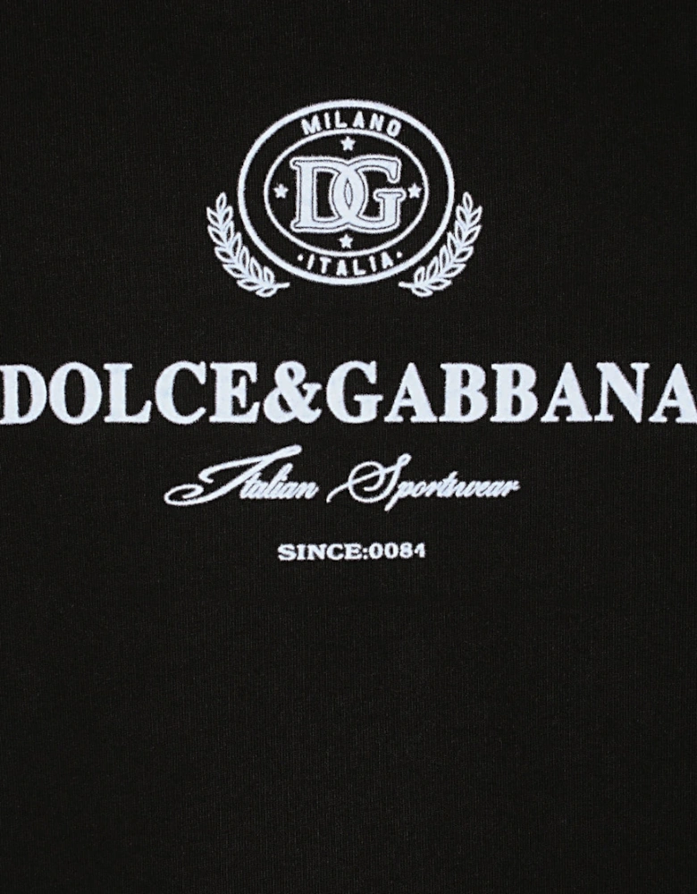 Logo Flock Cotton Sweatshirt Black