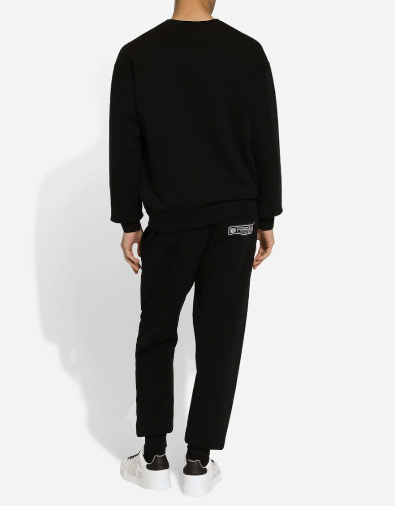 Logo Flock Cotton Sweatshirt Black