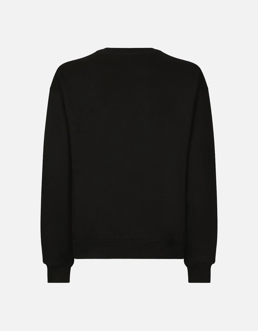 Logo Flock Cotton Sweatshirt Black