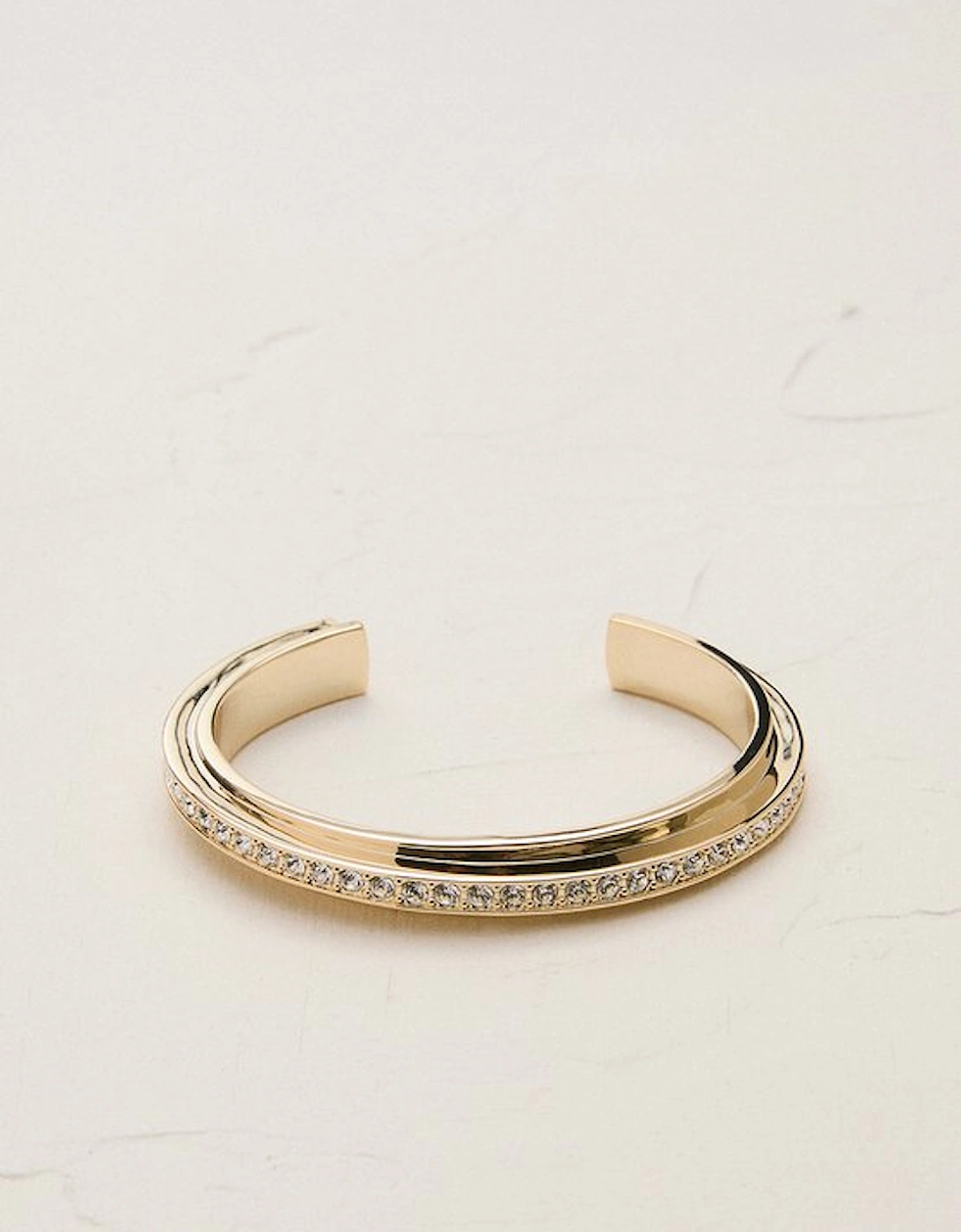 14kt Gold Plated Crystal Diagonal Cuff