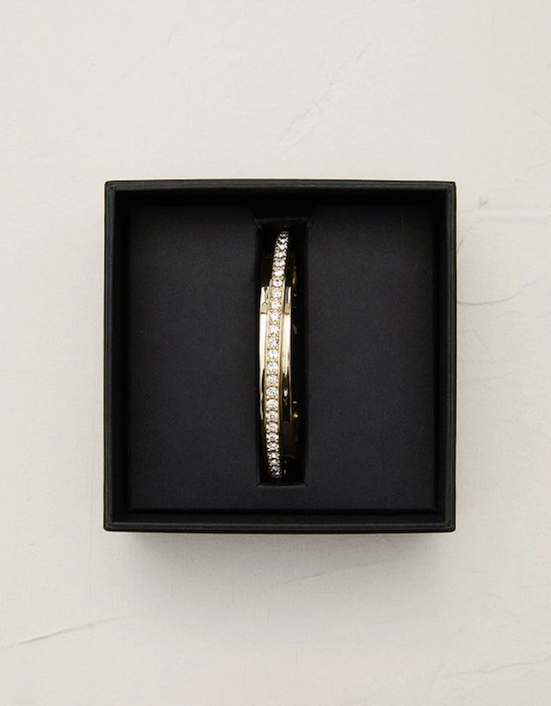 14kt Gold Plated Crystal Diagonal Cuff