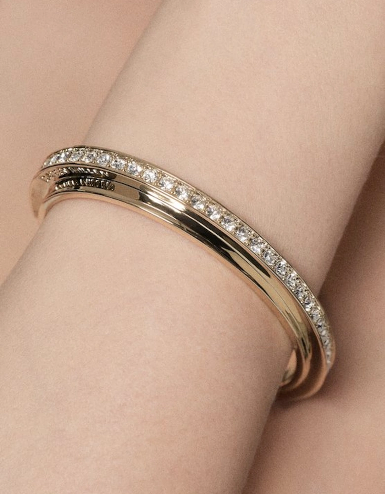 14kt Gold Plated Crystal Diagonal Cuff