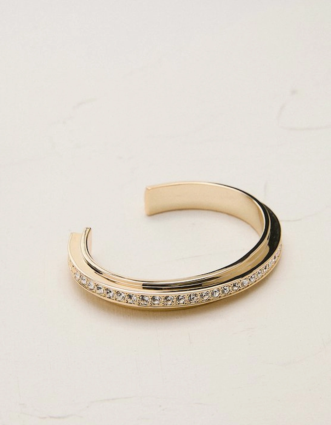 14kt Gold Plated Crystal Diagonal Cuff