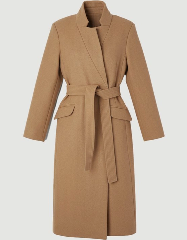 Wool Investment Notch Neck Tailored Midi Coat
