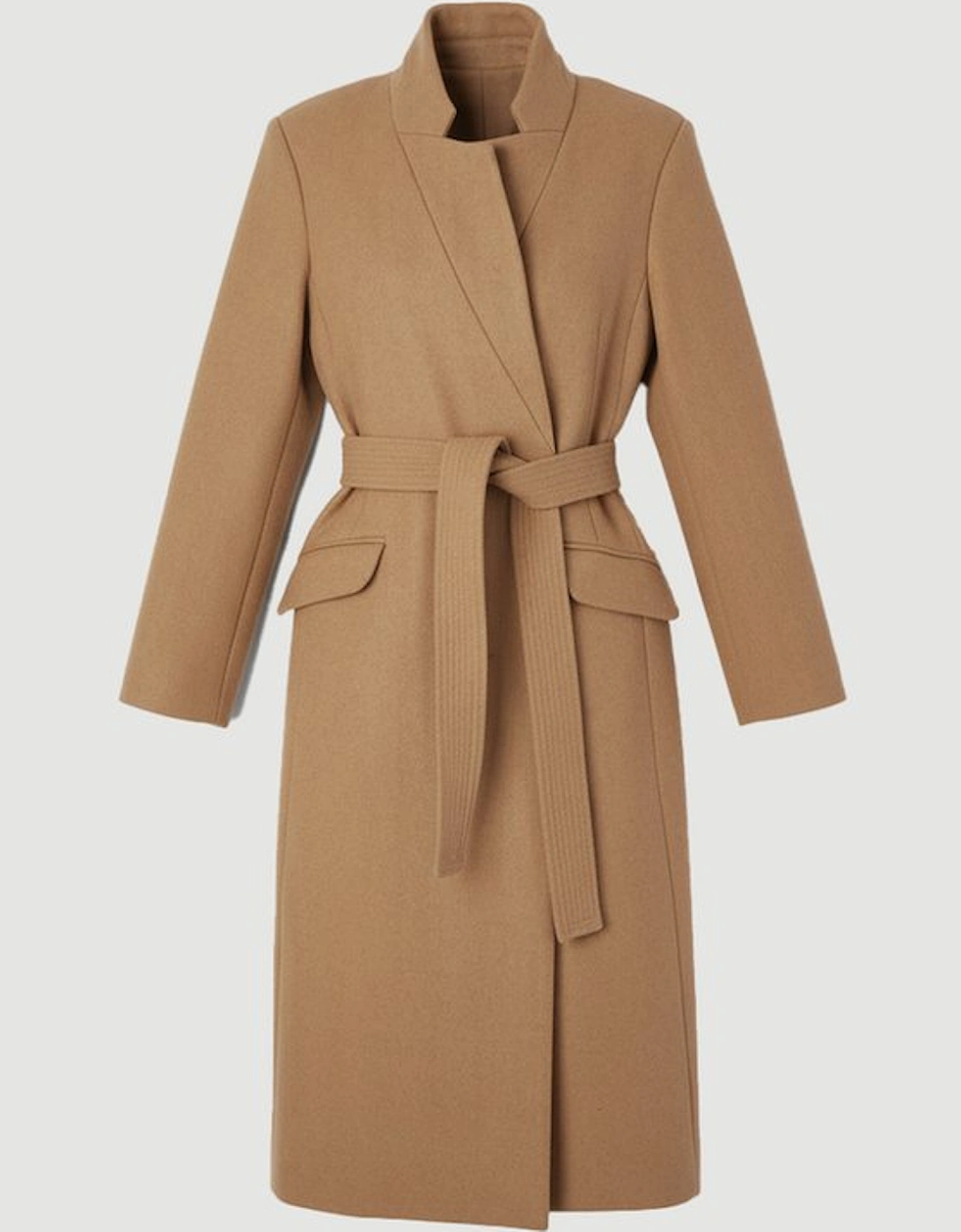 Wool Investment Notch Neck Tailored Midi Coat