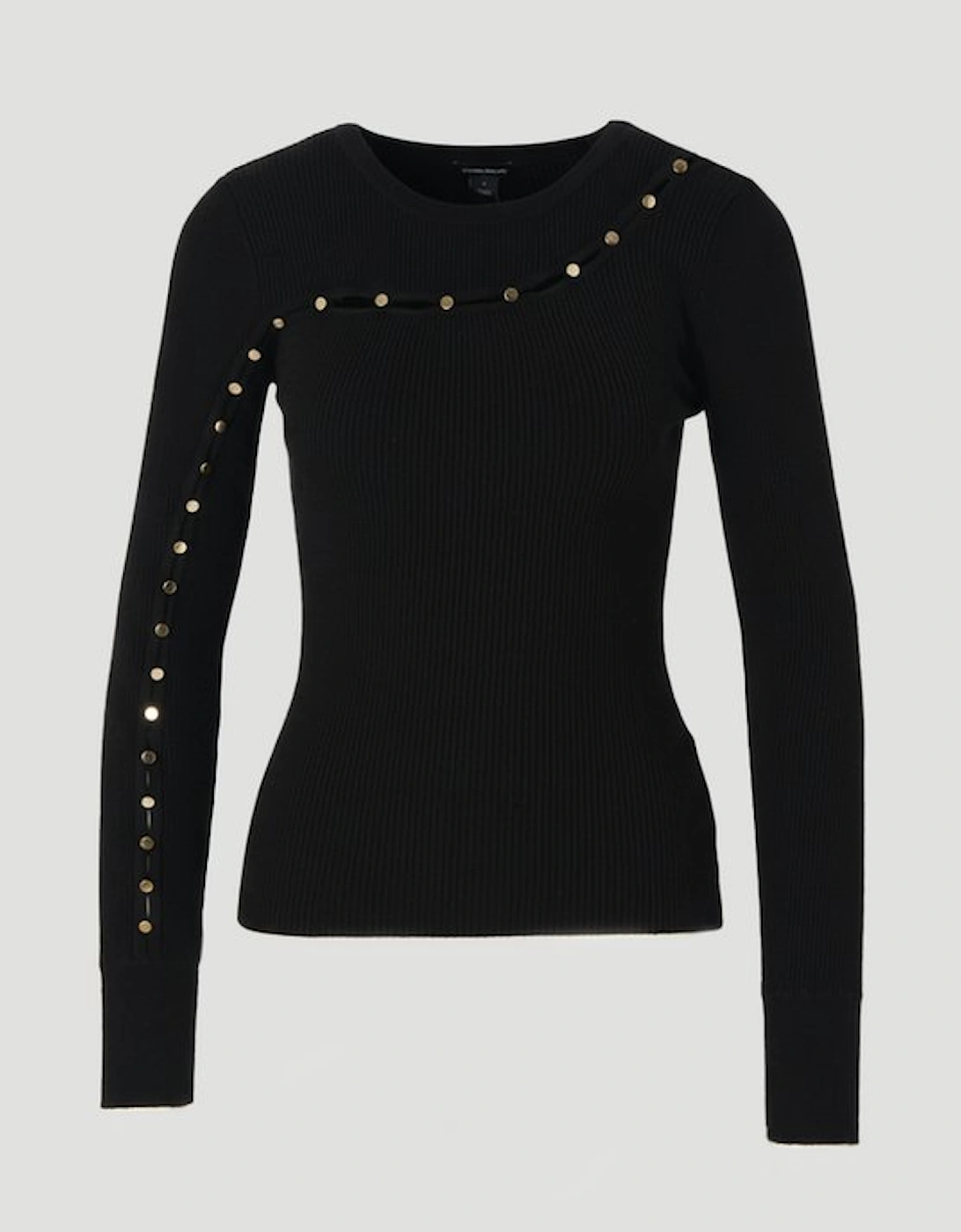 Viscose Blend Cut Out Trim Detail Knit Top