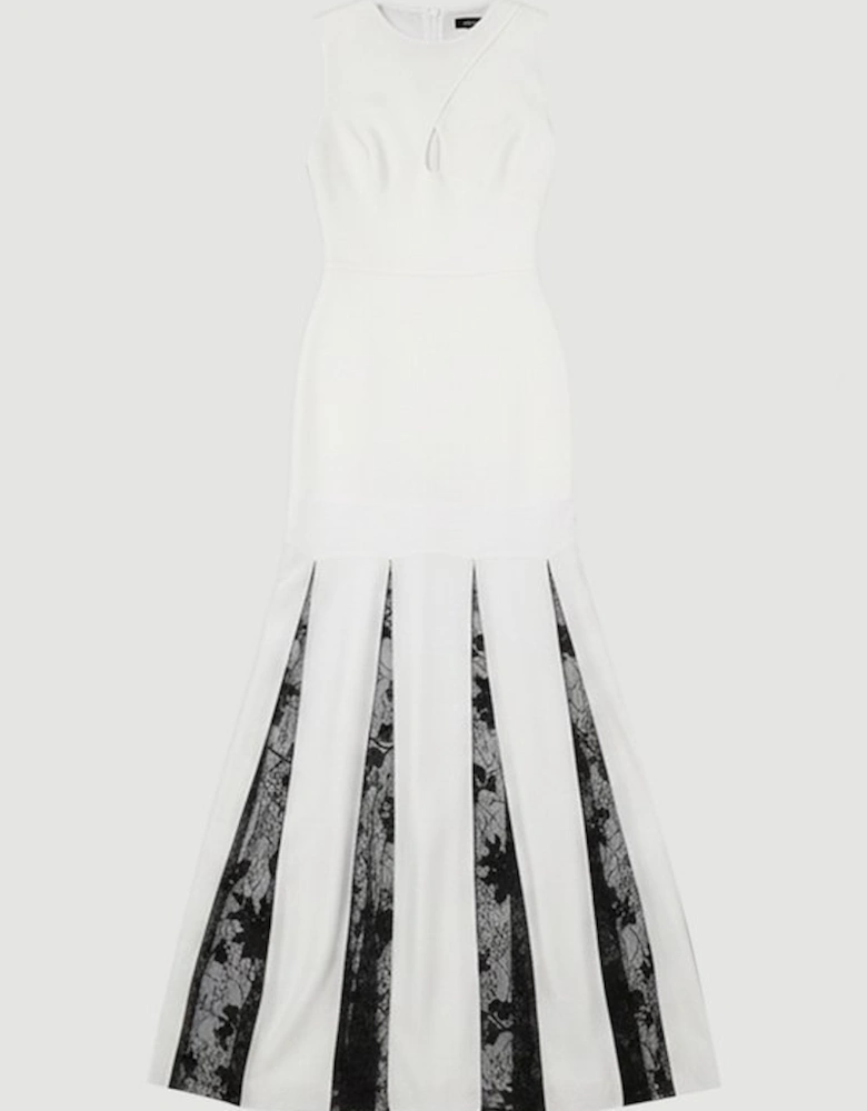 Tall Viscose Blend Slinky Sheer Lace Detail Knit Maxi Dress