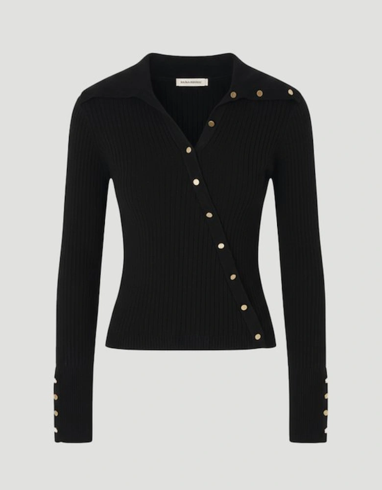 Viscose Blend Trim Detail Knit Top