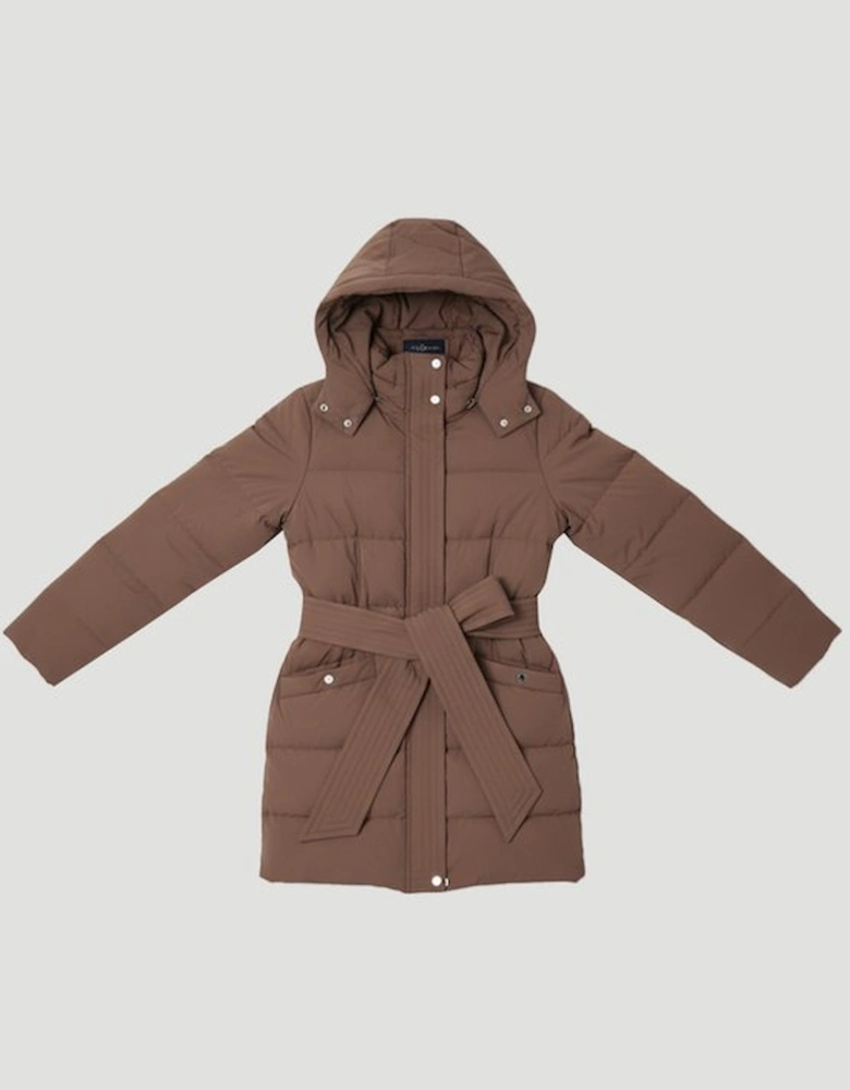 Real Down Belted Midi Coat