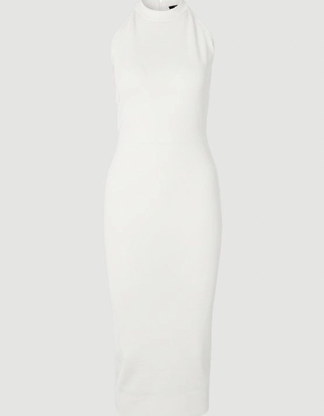 Viscose Blend Slinky Sheer Lace Back Detail Knit Midi Dress