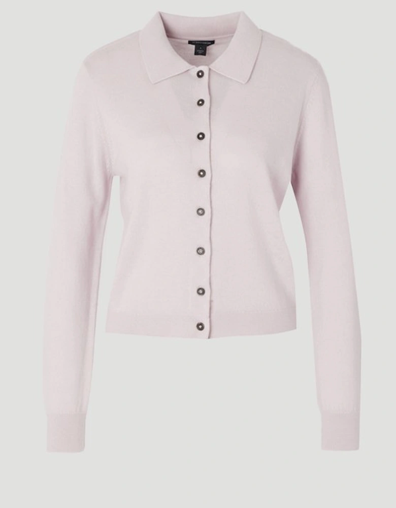 Cashmere Wool Blend Knit Collar Cardigan
