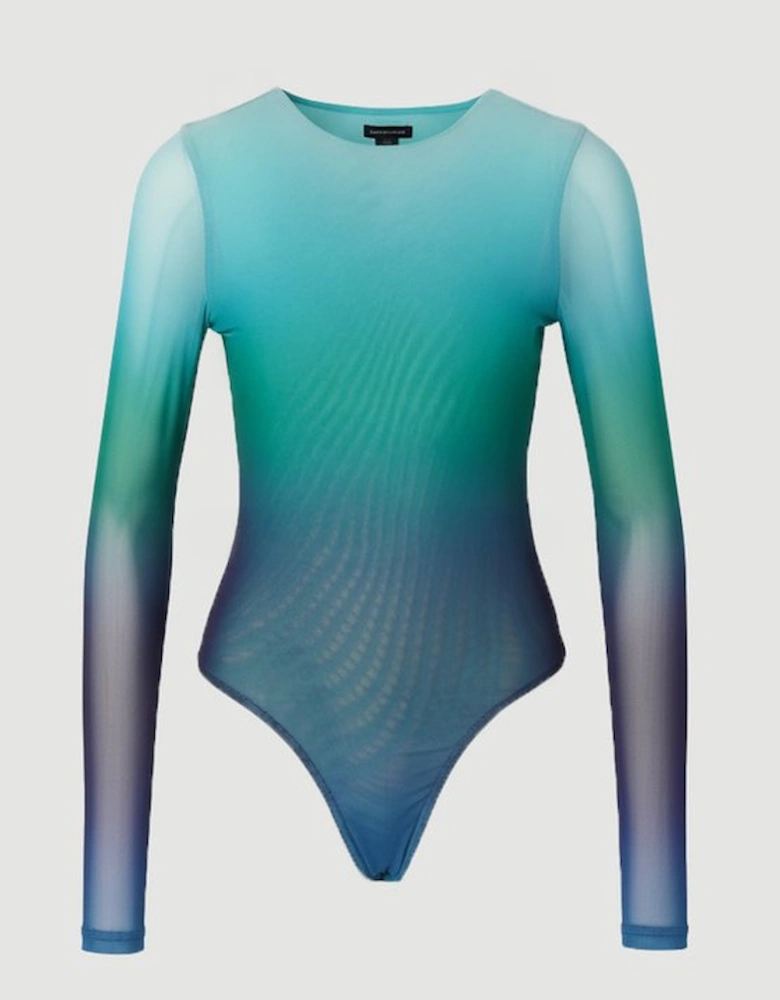 Long Sleeve Ombre Mesh Bodysuit