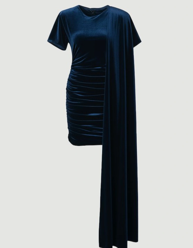 Stretch Jersey Cape Shoulder Mini Dress