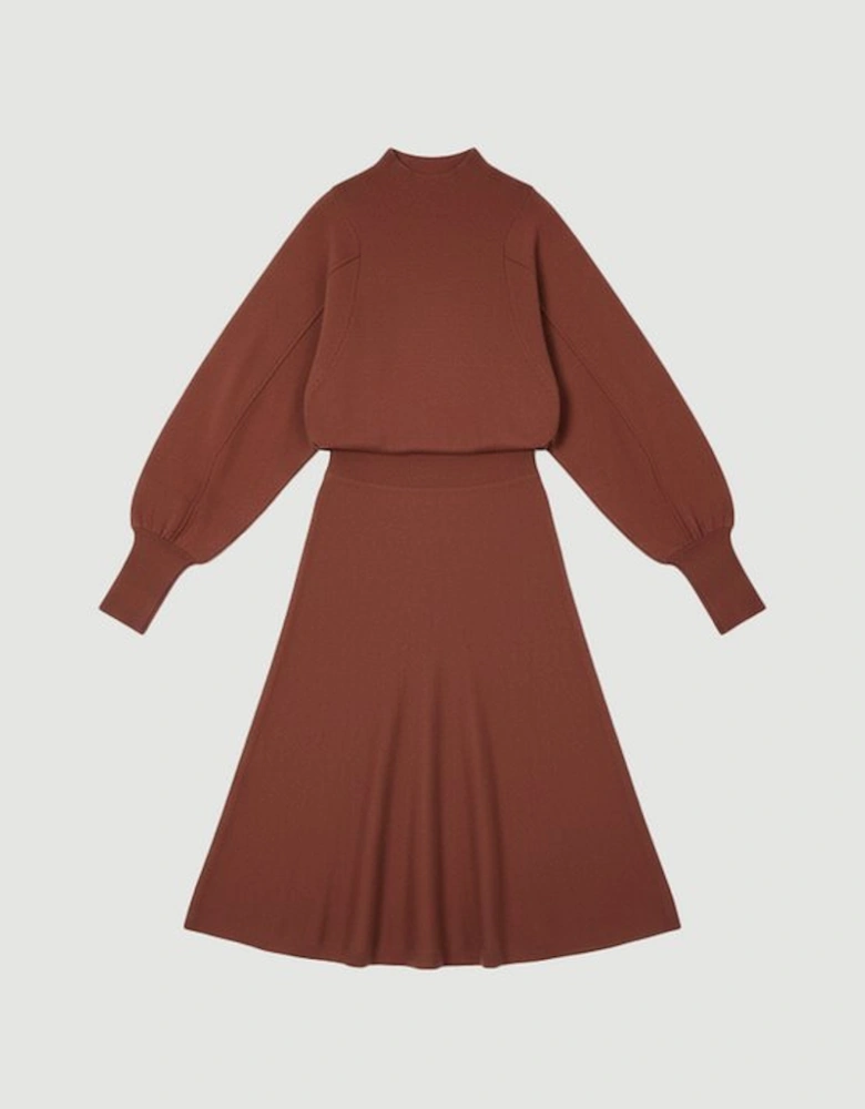 Wool Look Rounded Sleeve Knit Midaxi Dress