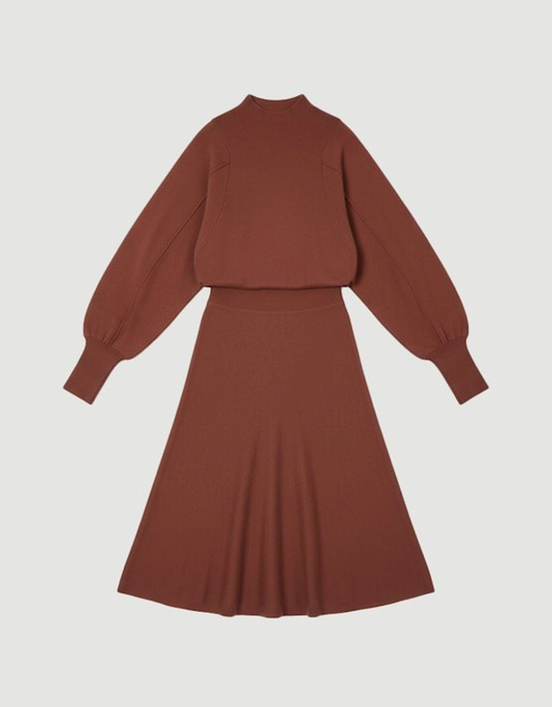 Wool Look Rounded Sleeve Knit Midaxi Dress