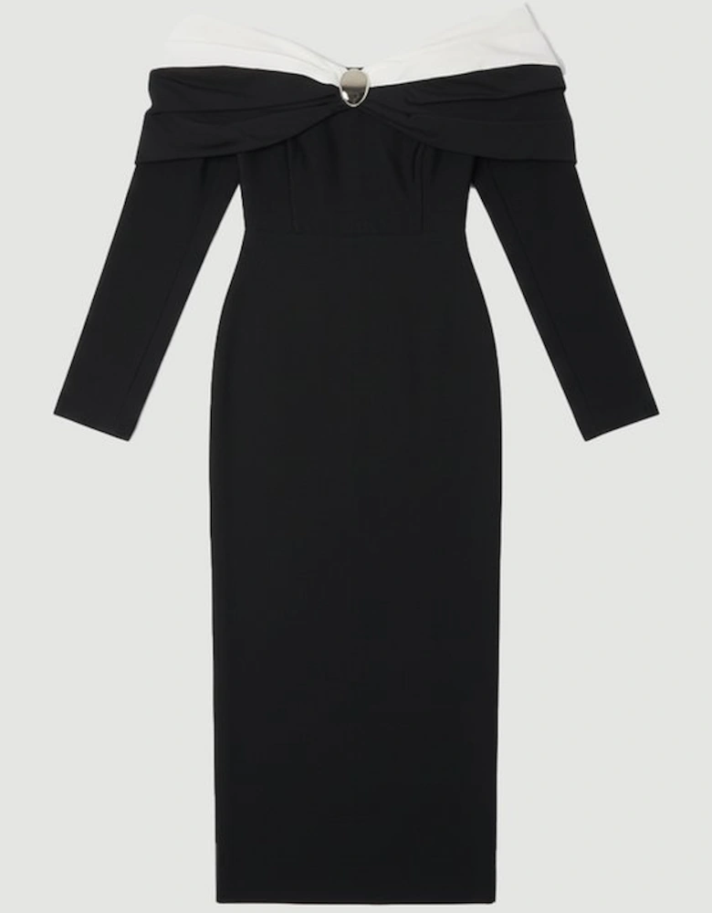 Petite Taffeta Bardot Figure Form Maxi Dress